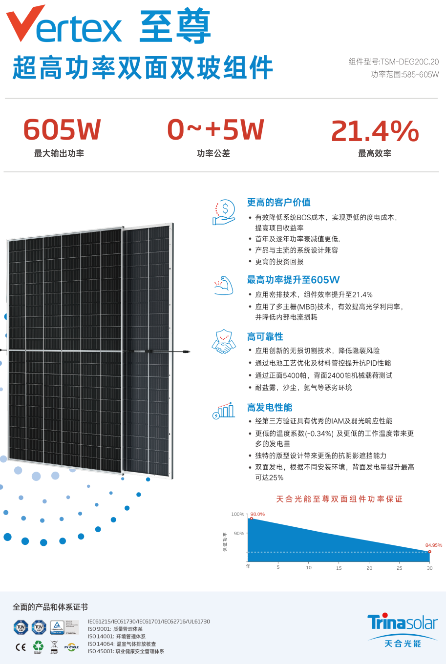 天合光伏組件 至尊 TSM-DEG20C.20 585~605W